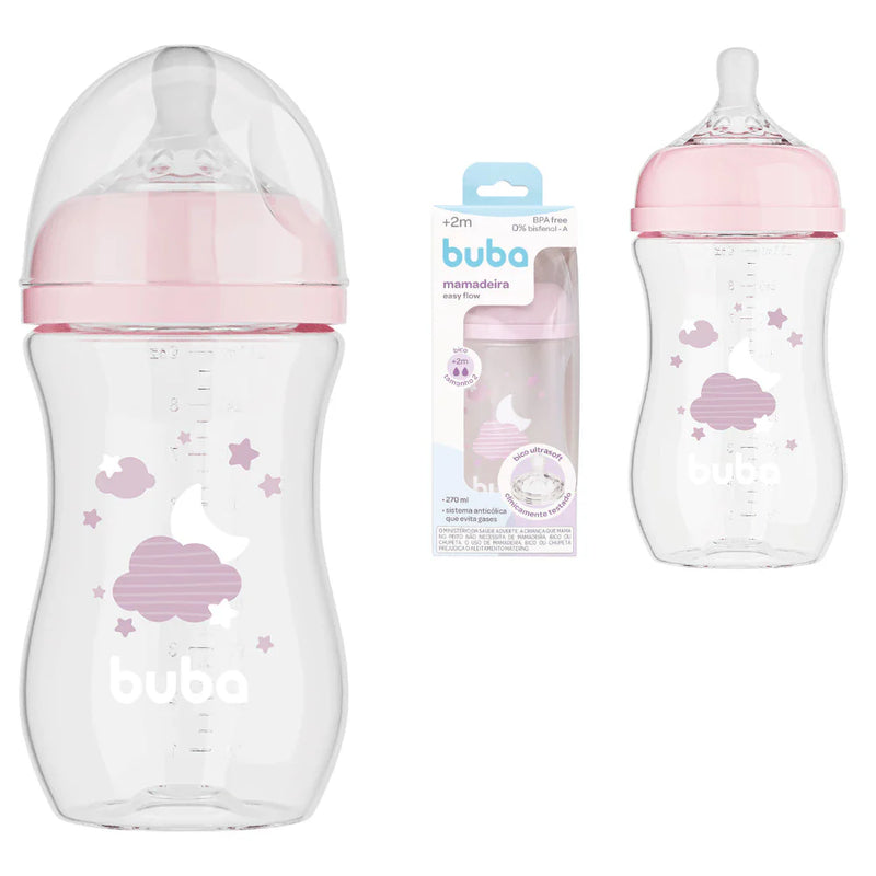 mamadeira easy flow 270ml +2 meses bico super soft tamanho fluxo 2 anticolica menino menina buba nuvem