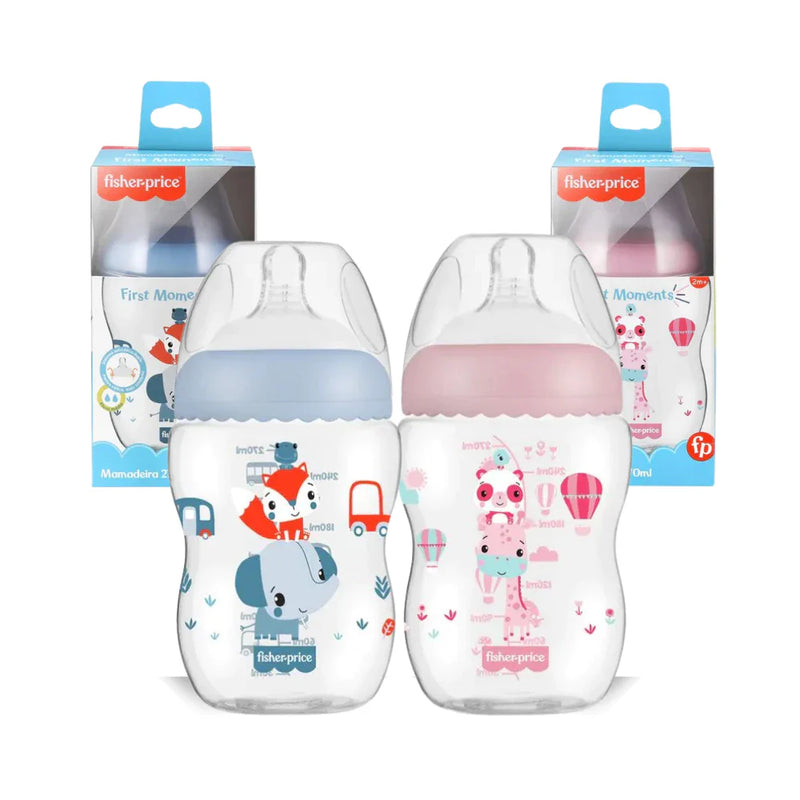 Kit 3 Mamadeiras Fisher-Price First Moments Anticólica 150 ml 270 ml e 330 ml