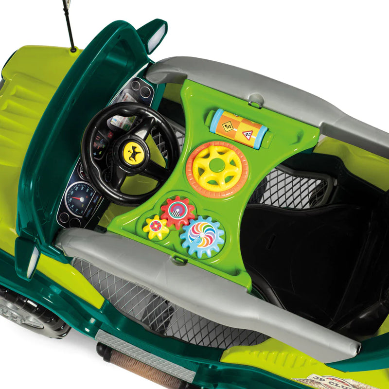 Carrinho de Passeio e Pedal Quadriciclo Infantil Motoca Diipi Verde Jeep Com Haste Empurrador