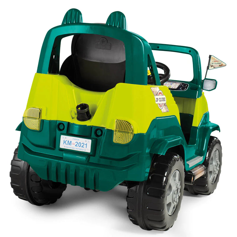 Carrinho de Passeio e Pedal Quadriciclo Infantil Motoca Diipi Verde Jeep Com Haste Empurrador