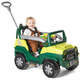 Carrinho de Passeio e Pedal Quadriciclo Infantil Motoca Diipi Verde Jeep Com Haste Empurrador