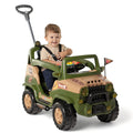 Carrinho de Passeio e Pedal Quadriciclo Infantil Motoca Diipi Verde Jeep Com Haste Empurrador