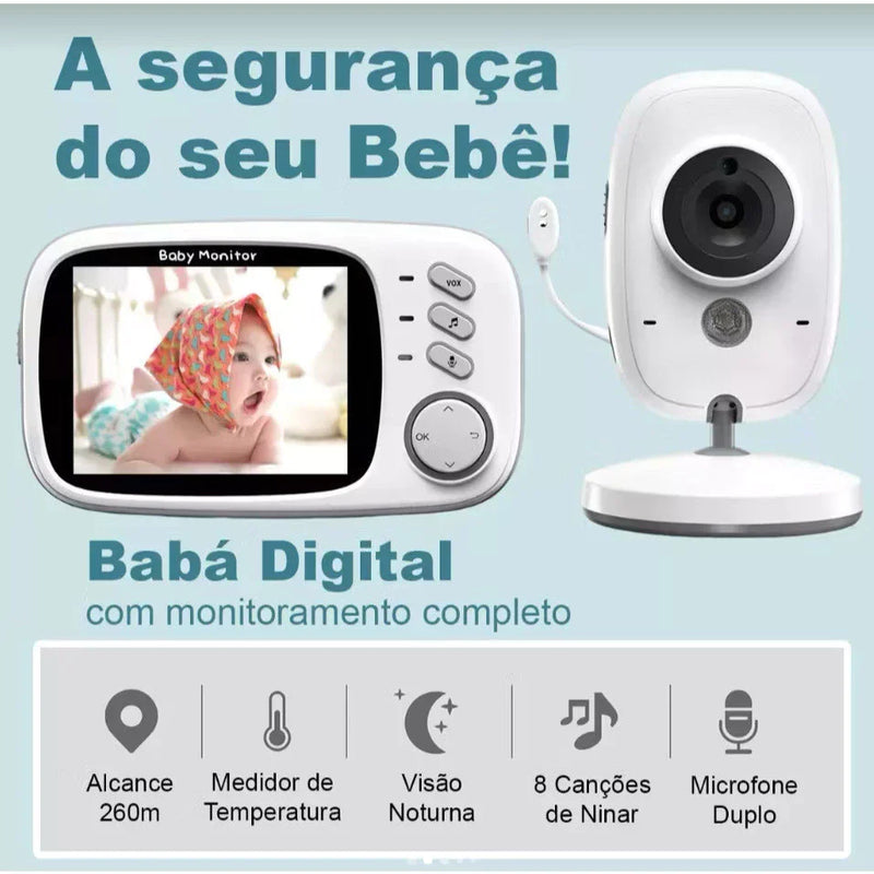 Baba Eletrônica Com Monitor Visão Noturna, Câmera c/ Audio Sensor de Temperatura  ALEX