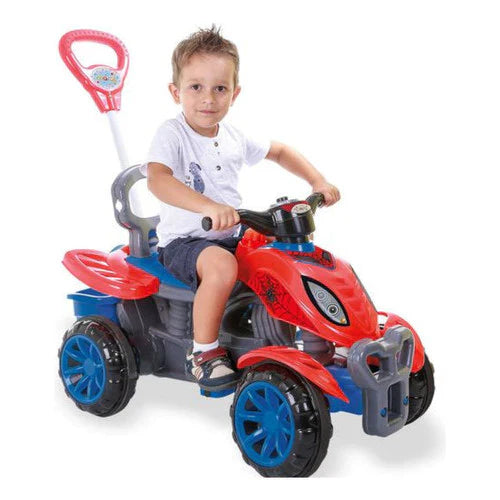 Quadriciclo Carrinho Infantil Empurrador Andador Maral Cor Vermelho C/ Azul