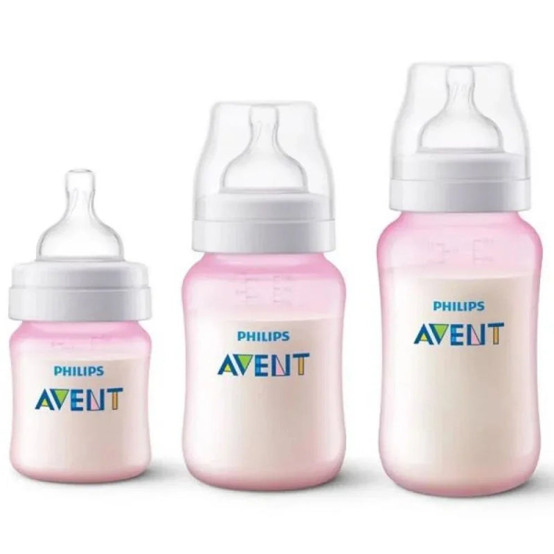 Kit 3 Mamadeiras Rosa Clássica Anticólica 125/260/330ml - PHILIPS AVENT